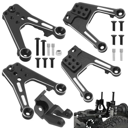 ShareGoo 4PCS Aluminum Front Rear Shock Tower Shock Hoops Bracket Mount Compatible with Axial SCX10 II 90046 90047 1/10 Scale Crawler Upgrade Part (Black) - color: Black