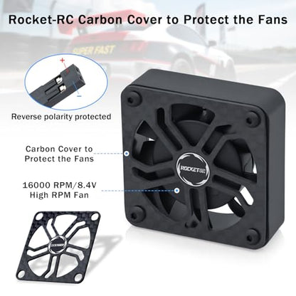 2 Pack Surpass Hobby 40mm RC Cooling Fans,16000 High RPM RC Car Motor Fan for 1/8 1/10 RC Car Truck Truggy (Without Motor Heatsink) - style: 2Pack 40mm fan-black