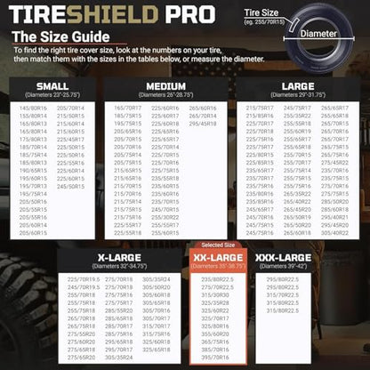 TIRESHIELD PRO Trailer Tire Covers (Set of 2) - Heavy Duty All-Weather UV-Resistant Protective Wheel Covers w/StormLock-System - Year-Round Protection for Your Trailer Tires w/ 35-38.75" Diameter - size: XX-Large - Fits Tire Diameters 35-38.75", style: TI
