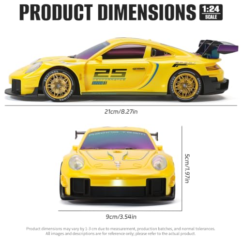 RC Drift Car, 1:24 4WD Remote Control Cars Vehicle with LED Light,2.4GHz 20KM/H High Speed RC Cars with Two Batteries & Drifting Tires Racing Sport Toy for Adults Boys Girls Kids Yellow - color: Yellow