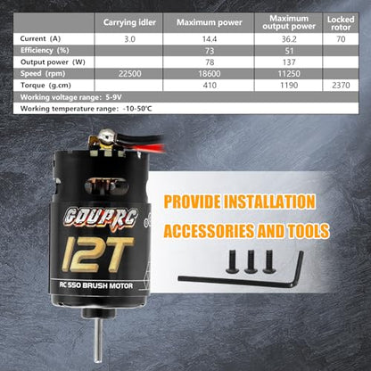 GOUPRC 550 12T Brushed Motor for Traxxas 1:10 RC Crawler Axial SCX10 TRX4 TRX6 AXI03007 HSP HPI Wltoys RC Car RC Boat