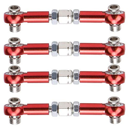 4Pcs Aluminum Alloy Steering Linkage Rods Upgrade Red, Compatible with HSP 94122 94123/10 RC Cars, Metal Arms Replacement Parts for Improved and Control - color: Red