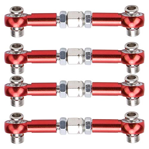 4Pcs Aluminum Alloy Steering Linkage Rods Upgrade Red, Compatible with HSP 94122 94123/10 RC Cars, Metal Arms Replacement Parts for Improved and Control - color: Red