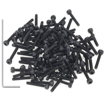 105 Pieces M2 x 12mm Socket Head Cap Screws, Thread Pitch 0.4mm, Sutemribor M2 Black Screws, 12.9 Grade Alloy Steel, Black Oxide Finish, Fully Threaded - size: M2 x 12mm, style: Socket Head