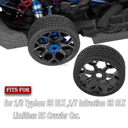 RC Wheels Tires for 1/8 Typhon 6S BLX,1/7 Infraction 6S BLX,Limitless,RC Highway Tires Wheels Soft Tires Truck Tire Highway Tires,Carbon Fibre - color: Carbon Fibre - (Rc Wheels Tires)
