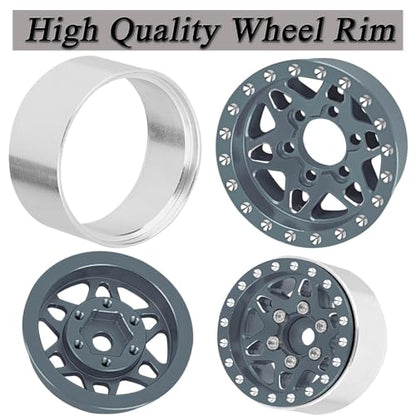 for SCX24 TRX4M 1/24 1/18 RC Crawler Car,Aluminum 1.0" Beadlock Wheel Tires Wheel Hub Wheels Rim 4PCS 1.0in Beadlock Wheel Rims Heavy Duty Rim,Titanium - color: (4PCS）Titanium