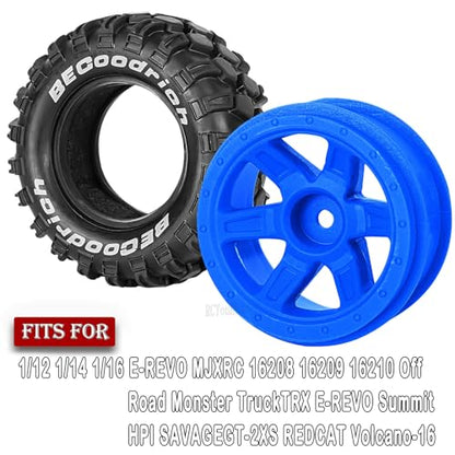 RC Wheels and Tires Off Road Monster Truck TRX E-REVO Summit HPI SAVAGEGT-2XS REDCAT Volcano-16 for 1/12 1/14 1/16 E-REVO RC 16208 16209 16210,Rc Plastic Wheels,Navy Blue - color: Navy Blue- (Rc Wheels Tires)