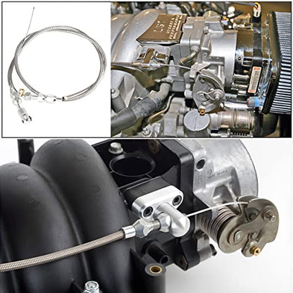 AICEL 36" Braided Throttle Cable, Compatible with 97-07 LS1 Engine 4.8L 5.3L 5.7L 6.0L, Stainless Steel Car Accelerator Throttle Cable Repair Kit, Universal Car Replacement Accessories