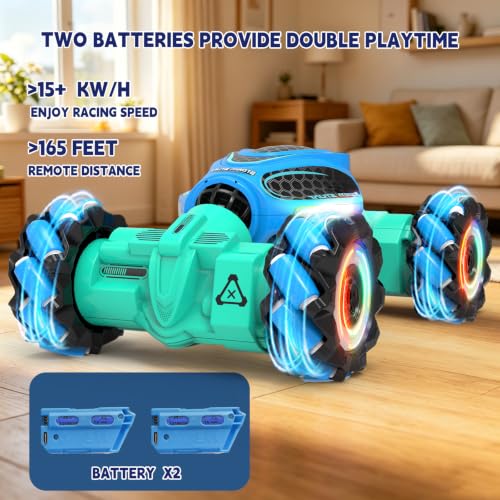 Remote Control Car - RC Drift Car Gesture Sensing Toy Boy Age 6-8-12 Gifts | Gesture Sensing RC Stunt Car for Kids Toys 6 7 8 9 10 11 12 Year Old Boy Birthday Christmas Presents with Lights Music - color: Light Blue