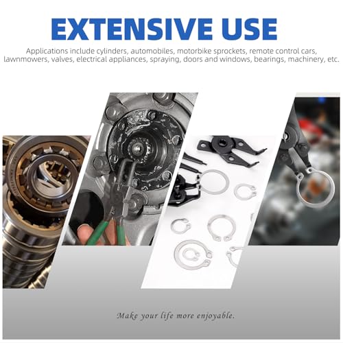 Glarks 302Pcs 304 Stainless Steel C-clip External Retaining Rings and E-clip Retaining Rings Assortment Set, 202Pcs 4MM-28MM Circlip Snap Retaining Clip and 100Pcs E-Ring Circlip Rings and A Tweezer