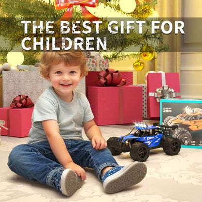 Remote Control Car Monster Truck Toys 1:16 Scale RC Car For Boys 2.4GHz High Speed 20 km/h With LED Headlights,Rechargeable RC Cars Gifts for Boys 4-7 8-12 Christmas, Beginner, Kids 6-12+(Blue) - color: Blue