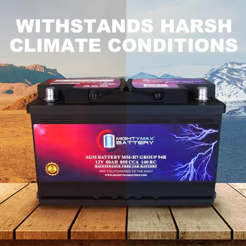 Mighty Max Battery MM-H7 Start and Stop Car BCI Group Size 94R 12V 80AH, 140RC, 850 CCA Rechargeable AGM Car Battery - style: Group 94R