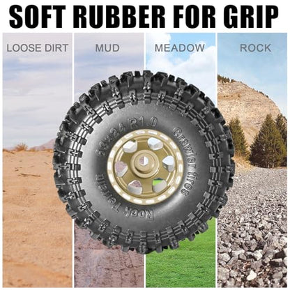 1.0 Beadlock Wheel Soft Tire Set RC Upgrade Part for Traxxas 1/18 TRX4M 1/24 RC Crawlers car Axial SCX24 FMS FCX24 Gladiator Bronco C10 JLU Deadbolt B17 Upgrade.(4Pcs/Set) - color: Coffee