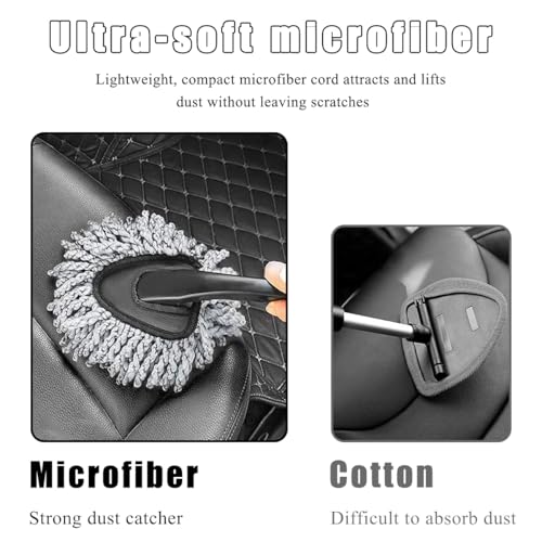 KVAEY 2 PCS Car Dash Duster Brush, Super Soft Microfiber Multi-Functional Car Cleaning Brush, Scratch Free Dash Dusting Tool with a Anti-Skid Handle for Vehicle Home Kitchen Cleaning (Gray) - color: Gray, 2 PCS