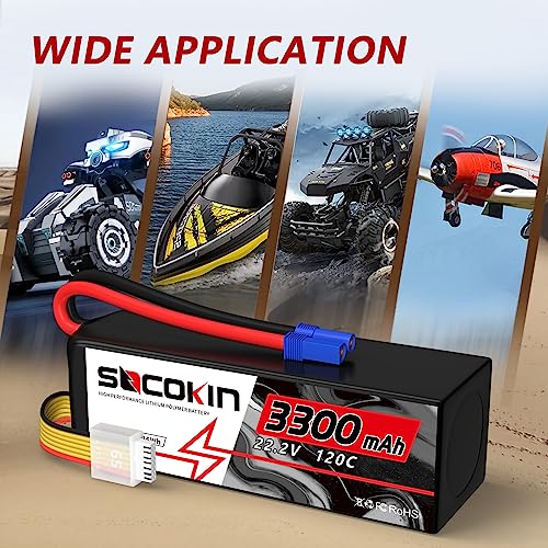 6S 3300mAh Lipo Battery 22.2V Lipo RC Battery with EC5 Plug Soft Case for RC Car Boat RC Racing Truck Helicopter Airplane 2 Pack