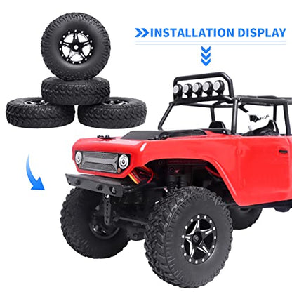 1.0 Beadlock Wheels and Tires Set for 1/24 Scale Axial SCX24 AX24 Gladiator Deadbolt Bronco C10 JLU CRC B17 Betty Chevy RC Crawler Upgrade Parts