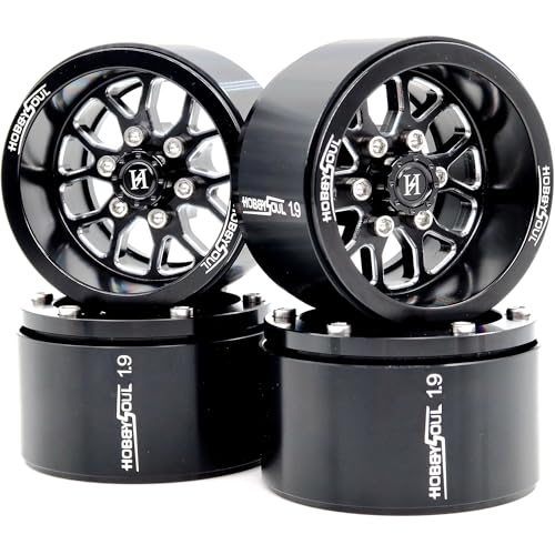 4pcs 1.9 Beadlock Wheels -10.5mm Negative Offset Rims 33mm Wide for RC 1/10 Crawler TRX4 SCX10 Gen8 Upgrades - color: Black