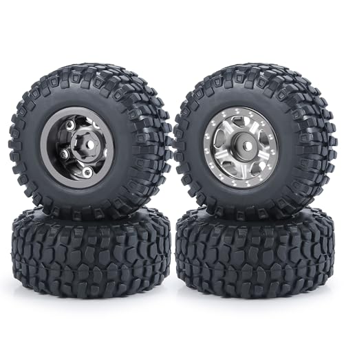 RC-Hub 4Pcs Aluminum Alloy 1.0" Micro Beadlock Wheels for All 1/24 Axial SCX24 90081 RC Crawler Car (Titanium) - color: Titanium