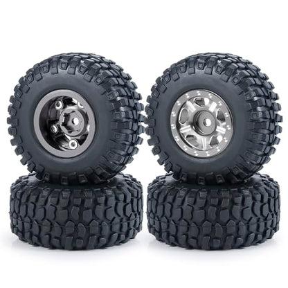 RC-Hub 4Pcs Aluminum Alloy 1.0" Micro Beadlock Wheels for All 1/24 Axial SCX24 90081 RC Crawler Car (Titanium) - color: Titanium