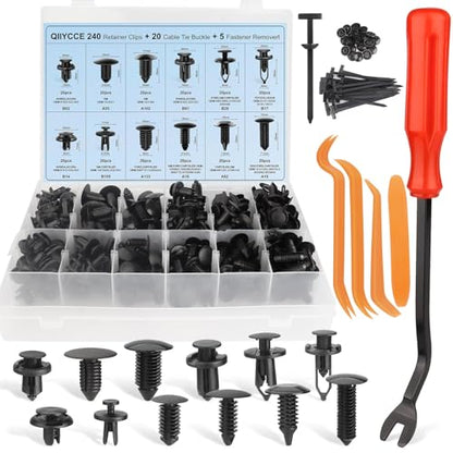 QIIYCCE 260PCS Bumper Clips car Plastic Rivet Fasteners, 13 Popular Sizes, Suitable for Bumpers, fenders, and car interiors
