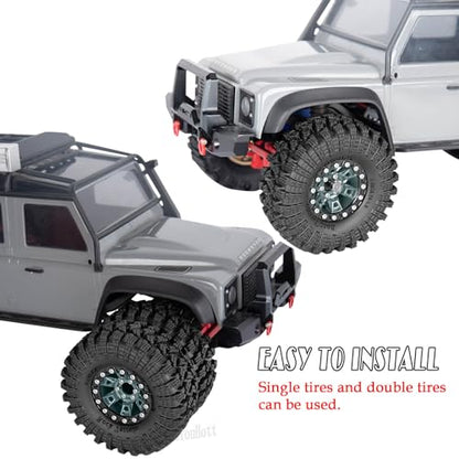 RC 1.3" Beadlock Tires Wheels for 1/18 1/24 Trx4m SCX24 FCX24 Ascent-18 RC Crawler Car,4pcs 1.3 Inch Wheel Rim Soft Rubber Tires,Titanium - color: Titanium-(1.3" Beadlock Tires）