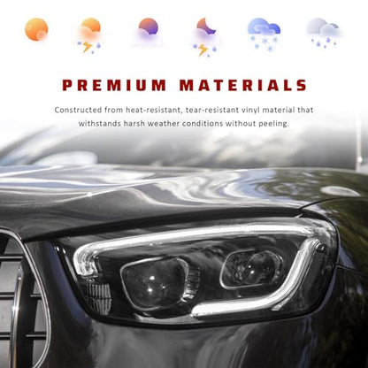 Car Light Tint Film, 12" × 48" Waterproof Headlight Vinyl Wrap Film Includes Squeegee & Cutter, Self-Adhesive Air-Release Wrap for Fog Lights, Taillights, and Headlights (Light Black) - color: Light Black