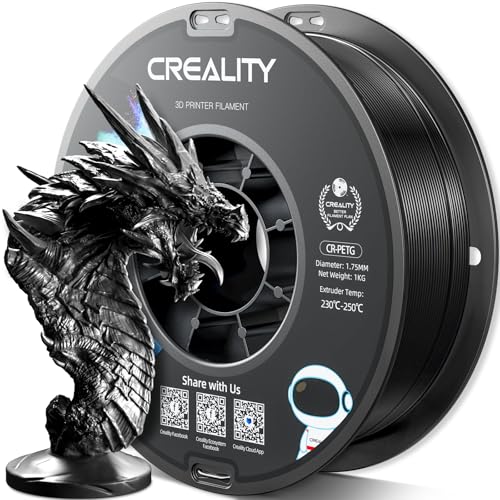 Official CREALITY PETG 3D Printer Filament 1.75mm 1KG (2.2lbs) Black | High Precision Strong Toughness, Odorless Better Flow Moistureproof 3D Printing Ender Filament - color: Black, size: 1.75 mm