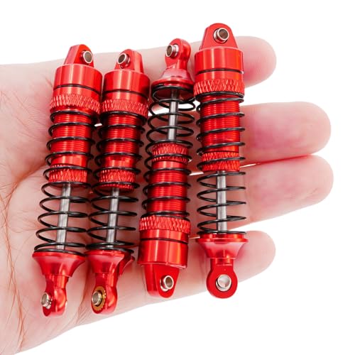 1/18 RC Aluminum Shock Absorbers Set 67mm, Pre-Assembled Suspension Damper Kit for RC Cars, Front Rear Upgrade Parts, 4PCS (Red) - color: Red