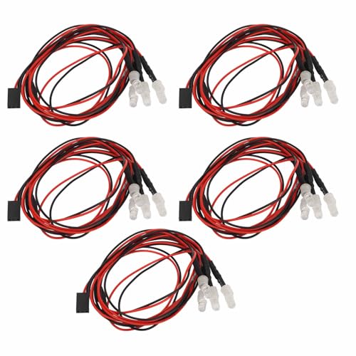 5PCS RC Lights Kit 7.4V 5mm Blue and Green LED Silicone Wire Light Set, Bright RC Car Headlight Taillight Accessory for Hsp Axial SCX10 D90 HPI