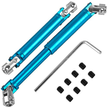1Pair ShareGoo Aluminium Alloy RC Car Drive Shaft 103-148mm Universal Joint CVD DriveShaft Compatible with Axial SCX10 Tamiya CC01 D90 RC4WD TF2 HSP Redcat 1/10 RC Crawler (Blue) - color: Blue