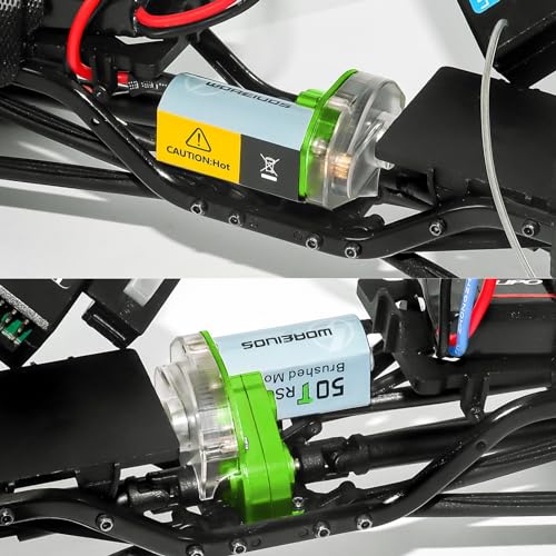 050 50T Brushed Motor with Transparent Acrylic Aluminum Alloy Transmission Gearbox for 1/24 RC Crawler SCX24 AX24 Upgrade(Green) - color: Green&Black
