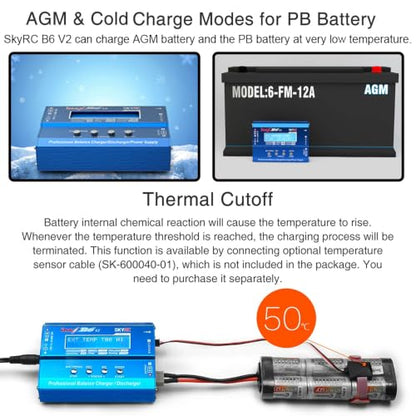 SKYRC iMAX B6 V2 Battery Charger 60W 6A Lipo Balance Charger/Discharger | Dual DC Power Input, Replacement for 1-6S Lipo/Li-Ion/LiHV/LiFe, 1-15S NiMH/NiCd, 2-20V Pb, DJI Mavic/Inspire/Phantom Battery
