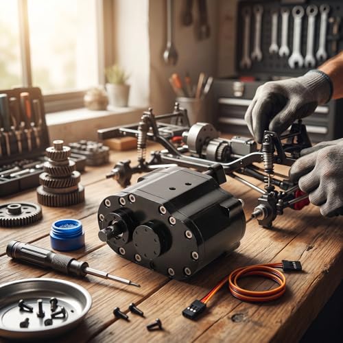 RC Transmission Gearbox, Alloy 2 Speeds Transfer Gearbox Replacement for SCX10 D90 1/10 Scale RC Crawler