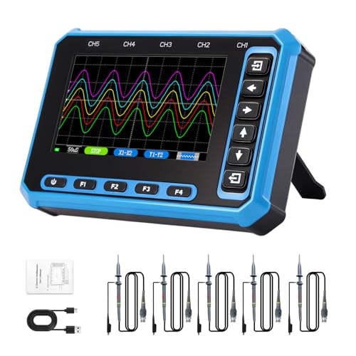 5-Channel Portable Handheld Oscilloscope, 4.3" IPS Display, Type-C Charging & Data Sync, Windows & Android Compatible, 3MSa/s Sampling Rate, 1MHz Bandwidth for Electronics Repair & Auto Diagnosis