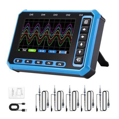 5-Channel Portable Handheld Oscilloscope, 4.3" IPS Display, Type-C Charging & Data Sync, Windows & Android Compatible, 3MSa/s Sampling Rate, 1MHz Bandwidth for Electronics Repair & Auto Diagnosis