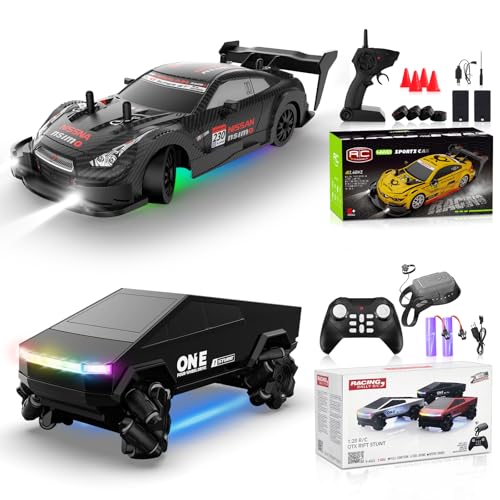 RC Drift Car 1/20 Scale 2.4GHz 4WD Remote Control Cars with Led Lights 22KM/H High Speed &1/28 Scale Gesture Sensing RC Stunt Cars Toys for 6-12 Years Old Boys Girls
