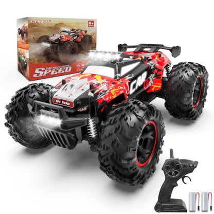 Remote Control Car 26KM/H with Proportional Throttle- 1:18 RC Car | Proportional Throttle, Fast Speed Car with Trubo Button, 2.4GHz Remote Control Off-Road Car for Kids 8-12 with LED Lights - color: Red