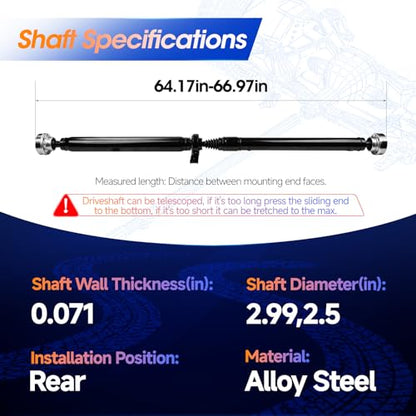 Rear Drive Shaft Prop Shaft Driveshaft Assembly [5.7L 6.4L, RWD, Auto 8 Speed Trans] Fit for Dodge Challenger 2015-2019, Replace# 986-220, 52123980AC