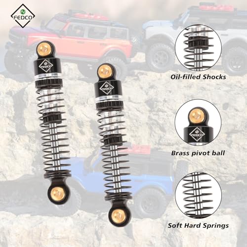 SCX24 Shocks 47MM Oil-Filled Damper For Axial SCX24 Upgrades | Long Travel Threaded Oil Shocks Absorber for 1/24 RC Crawler - color: silver