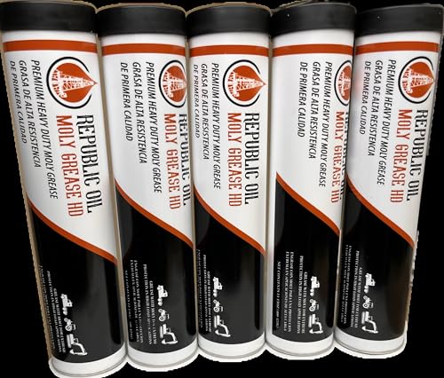 Republic Oil 3% Moly Lithium Complex High Temp #2 Heavy Duty Grease 5 Tubes - size: 5 x 14 oz Tubes