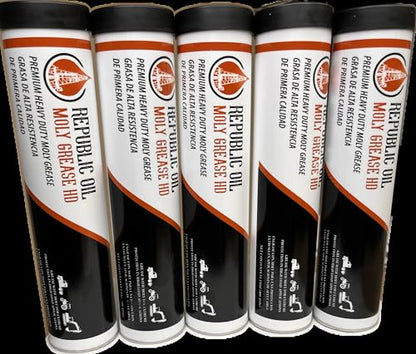 Republic Oil 3% Moly Lithium Complex High Temp #2 Heavy Duty Grease 5 Tubes - size: 5 x 14 oz Tubes