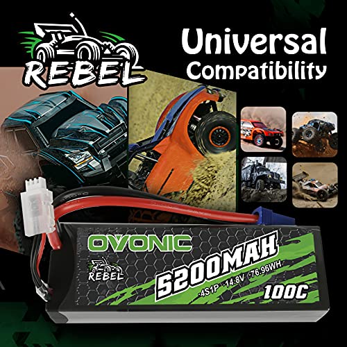 OVONIC 100C 4S 5200mAh 14.8V Lipo Battery with EC5 Connector 2pcs