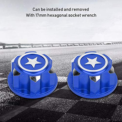 Vbest life Aluminium Alloy Hex Wheel Mount Nuts, 4pcs Metal 17mm Hex Wheel Nut RC Spare Part Replacement for RC Car - color: Mazarine