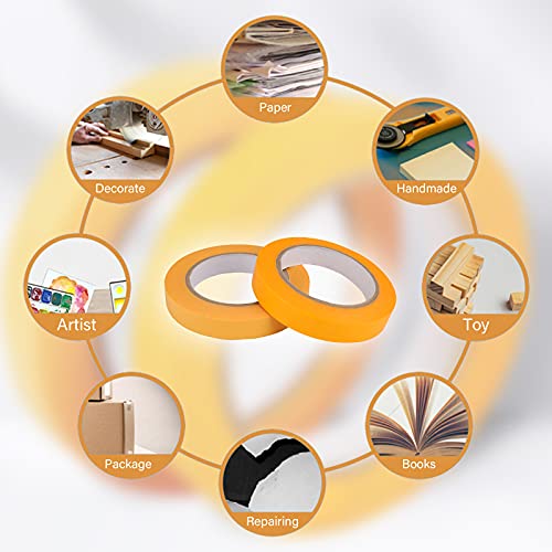 6 Rolls Fine Line Tape 1/16, 1/8, 1/5, 2/5, 1/2, 3/4 Inch x 55 Yard Fineline Masking Tape Painter Adhesive Automotive for DIY Car Auto Paint (Yellow, 1/4 Inches) - color: Yellow, size: 1/4 Inches