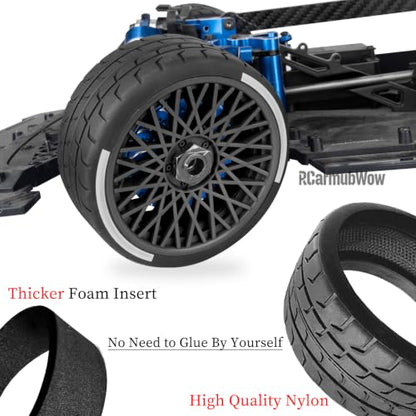 17mm Hex Highway Tires & Plastic Rims for 1/8 Typhon 6S BLX 1/7 Infraction 6S BLX Limitless - On-Road/Drift Upgrade,4pcs,Black
