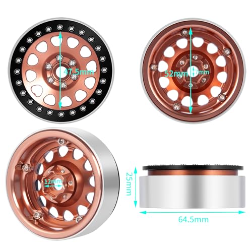 RC 2.2" Beadlock Wheels Aluminum Rims for AXIAL Wraith RR10 TRX4 SCX10 II III Redcat Gen8 1/10th RC Crawler Truck Car