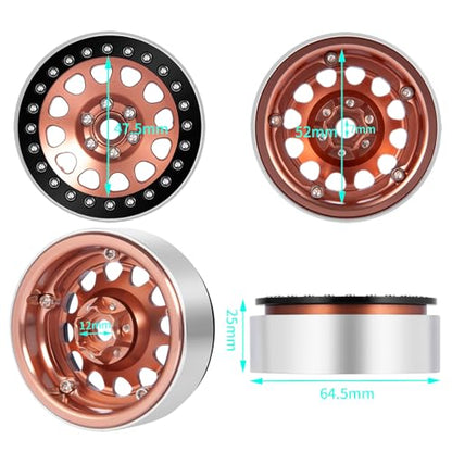 RC 2.2" Beadlock Wheels Aluminum Rims for AXIAL Wraith RR10 TRX4 SCX10 II III Redcat Gen8 1/10th RC Crawler Truck Car