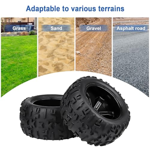 Pre-Glued 1/8 Truck Wheels Tires Set 17mm Hex Compatible with Traxxas Maxx, T-maxx, E-Revo, Arrma Kraton, Redcat Kaiju, JLB Cheetah 4-pack