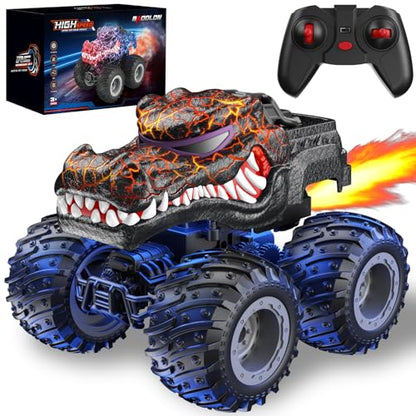 Remote Control Monster Car, 2.4GHz RC Crocodile Monster Truck Toys for 3 4 5 6 7 8 Years Old Boys Kids, All Terrain RC Truck Off Road with Spray, Light, Rechargeable Battery, Christmas Birthday Gifts - style: Crocodile