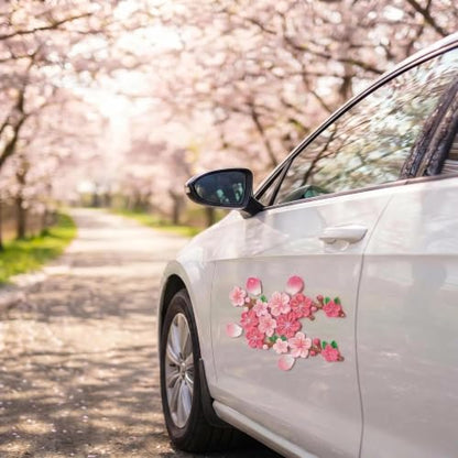 32 PCS Cherry Blossom Car Stickers, 3D Cute Cherry Blossom Car Decoration Sticker, Scratch-Proof Waterproof Car Stickers and Decals, Universal for Cars, Motorcycles, Offices Home Decor (Pink)